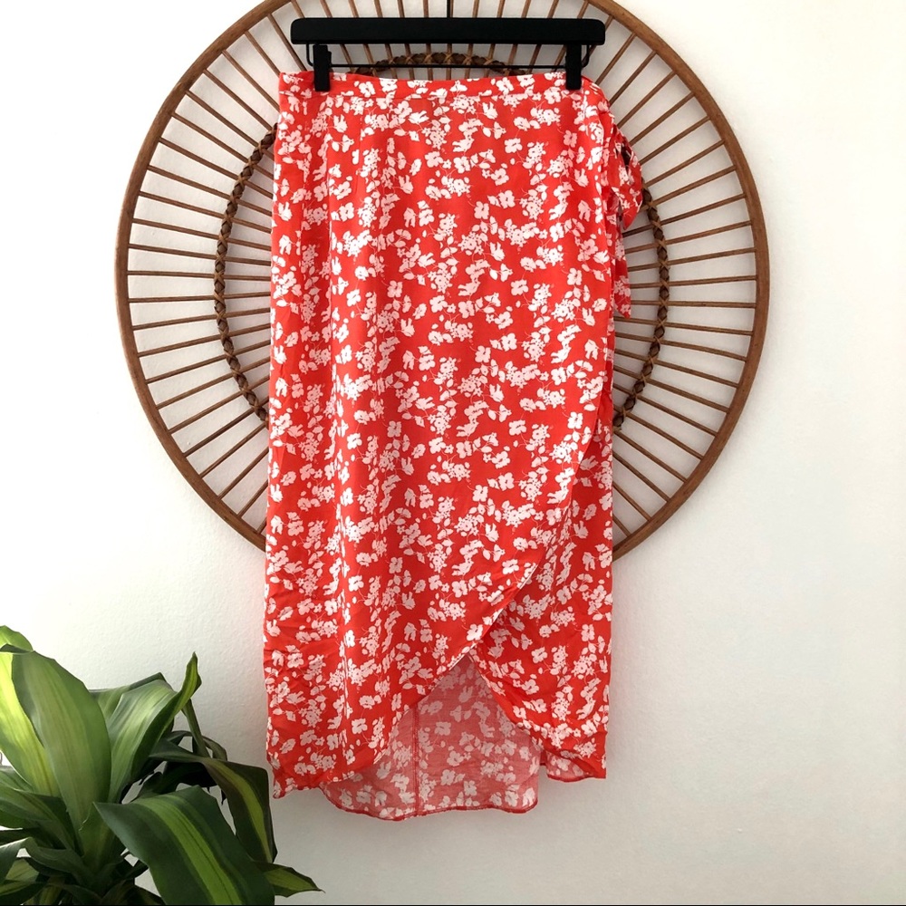 ASOS Design Floral Wrap Midi Skirt